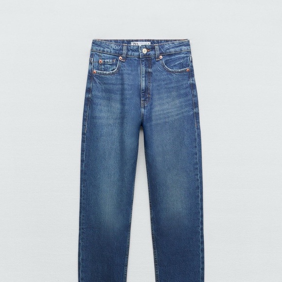 Zara Blue High Rise Mom Jeans Classic Denim - Picture 4 of 4